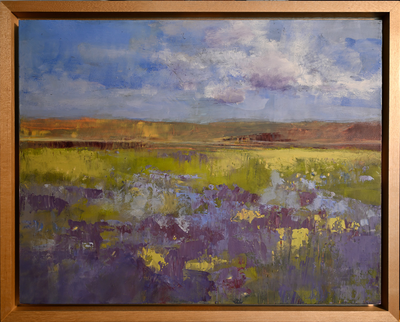 Carrizo Plains1 Oil Cold Wax 14in x 11in 15.5in x 12.5in Framed